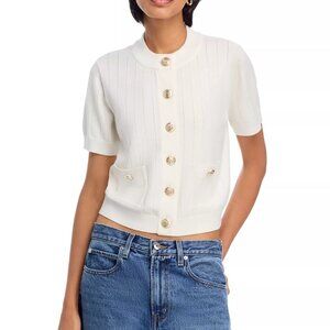 AQUA Bloomingdale’s Short Sleeve Button Cardigan Sweater